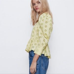 ZARA OPENWORK EMBROIDERED TOP